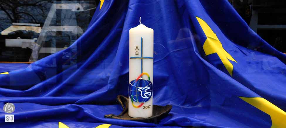 Für Frieden und Versöhnung, EU-Fahne, Suitbertus, Raymund Hinkel